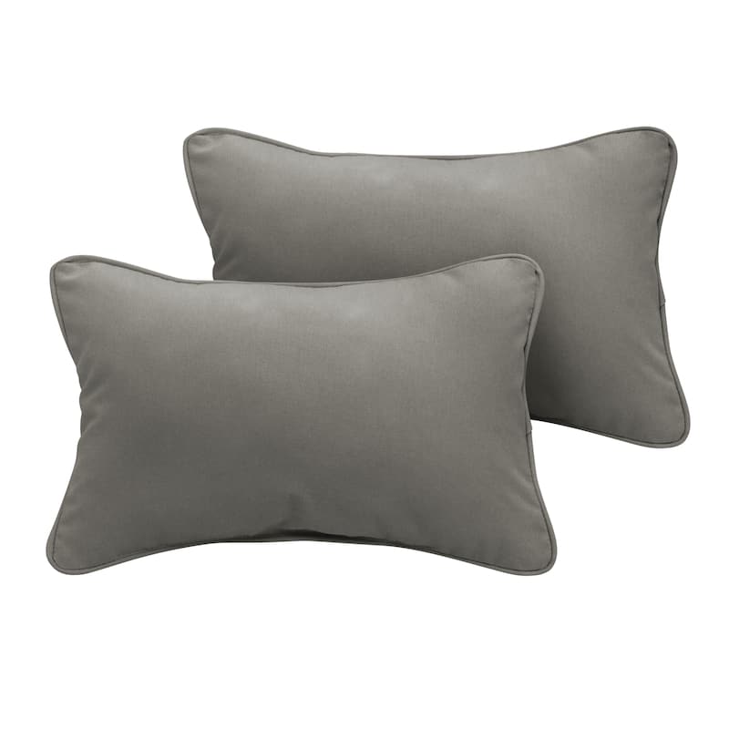 Sunbrella Canvas Charcoal Corded Indoor/ Outdoor Pillows (Set of 2) - 12 in x 18 in