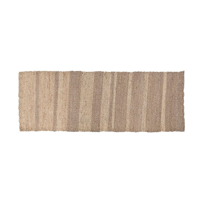 Hand-Woven Seagrass and Corn Husk Floor Runner with Stripes - 79" L x 28" W x 0" H