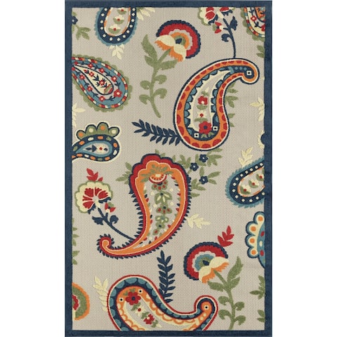Floral Paisley Textured Indoor/Outdoor Area Rug