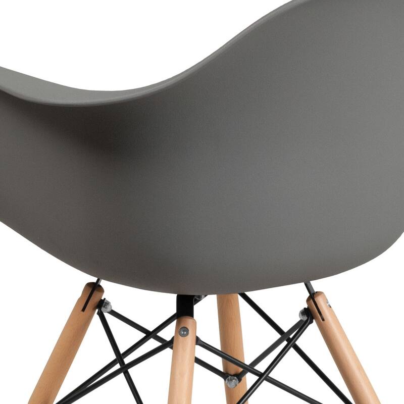 Plastic Chair with Arms and Wooden Legs