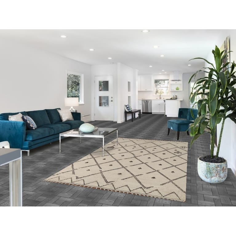 Trellis Moroccan Oriental Area Rug Hand-Knotted Wool Carpet - 5'0"x 8'8"