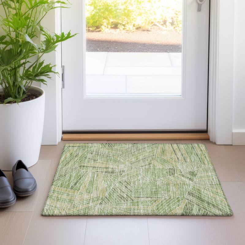 Premium Washable Super Soft Modern Mosaic Mayfield Rug - Green - 1'8" x 2'6"