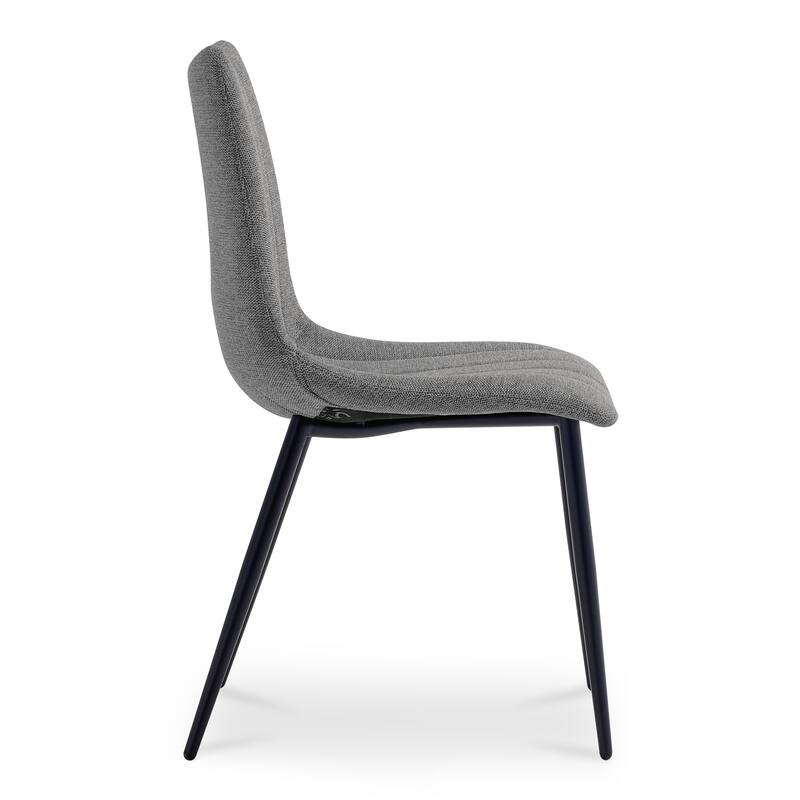 NADAAL STUDIOS Florian Dining Chair, Performance Fabric Upholstery, Vertical Stitching, Dark Grey - Set of 2