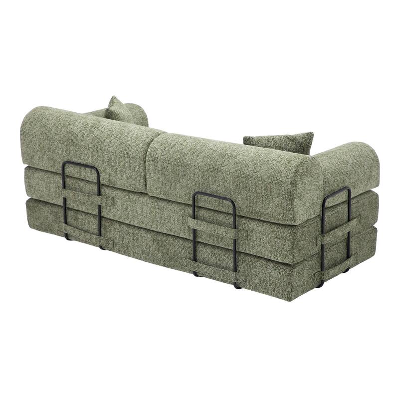 Convertible Sleeper Sofa Bed with Cylindrical Pillow, Corduroy Folding Mattress Couch, Floor Sofa Lounge Couch for Bedroom