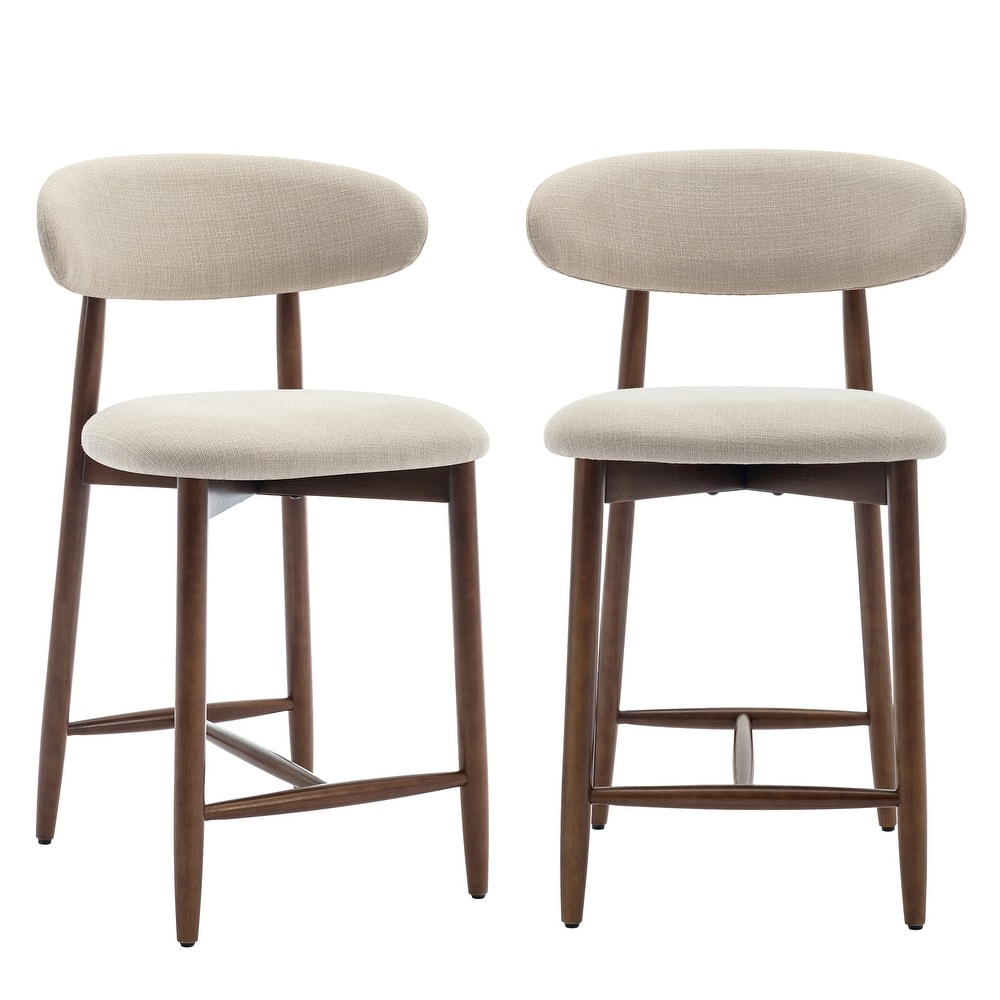 RENEWLINE Mid-Century Modern Upholstered Bar Stools with Backrest - Solid Wood Legs Counter Height Stools
