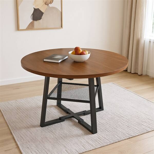 47 Inch Extendable Round Dining Table with Storage,Circle Dining Table ...