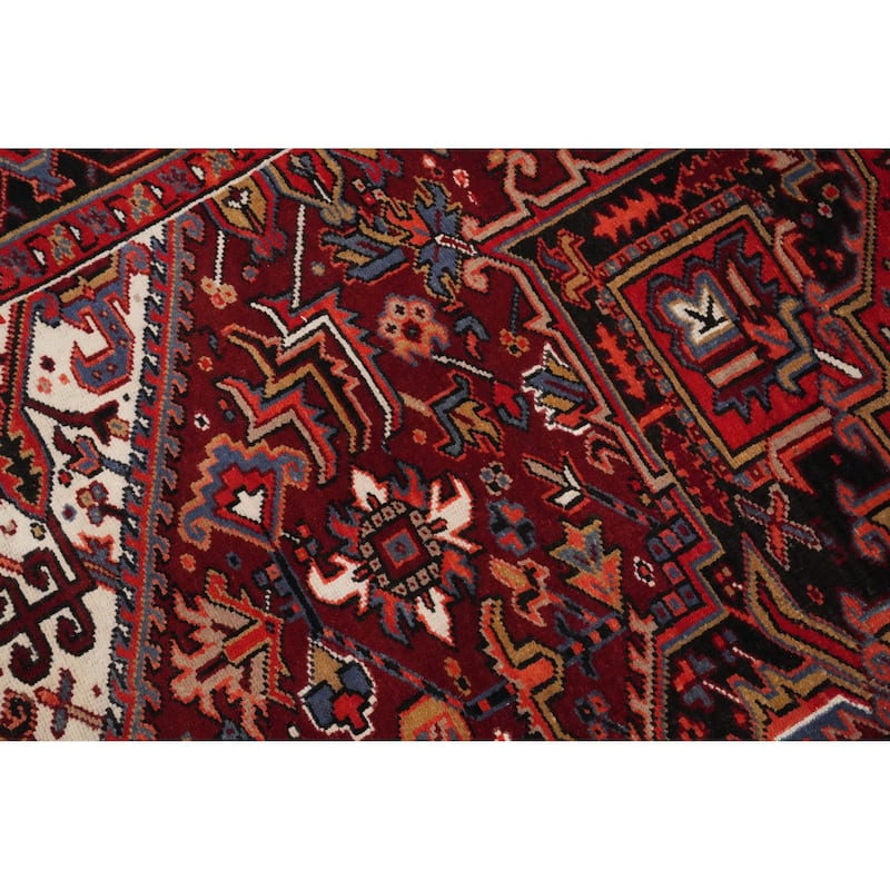 Hand Knotted Oriental 100% Wool Carpet Traditional All-Over Red Heriz Area Rug - 10' 0'' X 7' 4''
