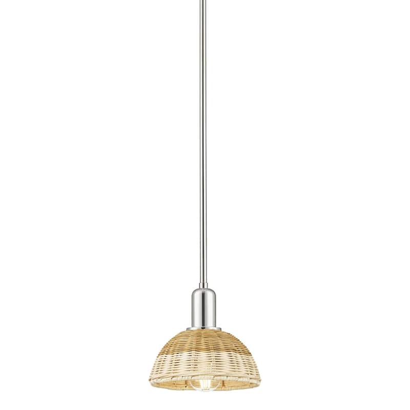 Innovations Lighting 716-1S-10-8 Natural Ballston Dome Pendant Natural - Polished Nickel / Natural
