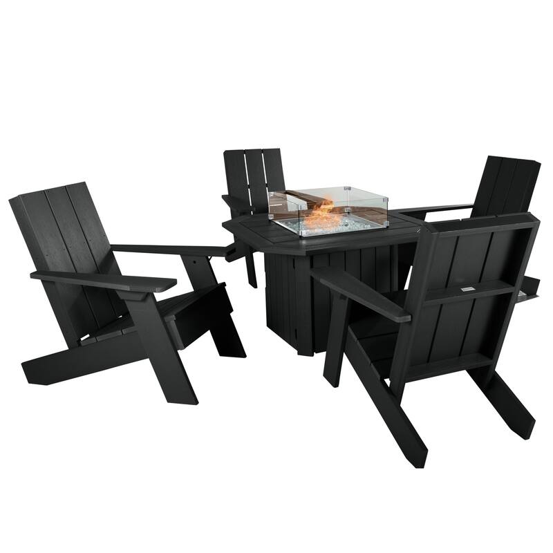 HIGHWOOD Modern Adirondack 5-Piece Fire Pit Conversation Set