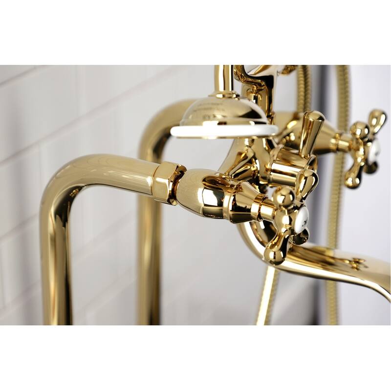 Kingston Brass Freestanding Clawfoot Tub Faucet Package with Supply Line in Matte Black