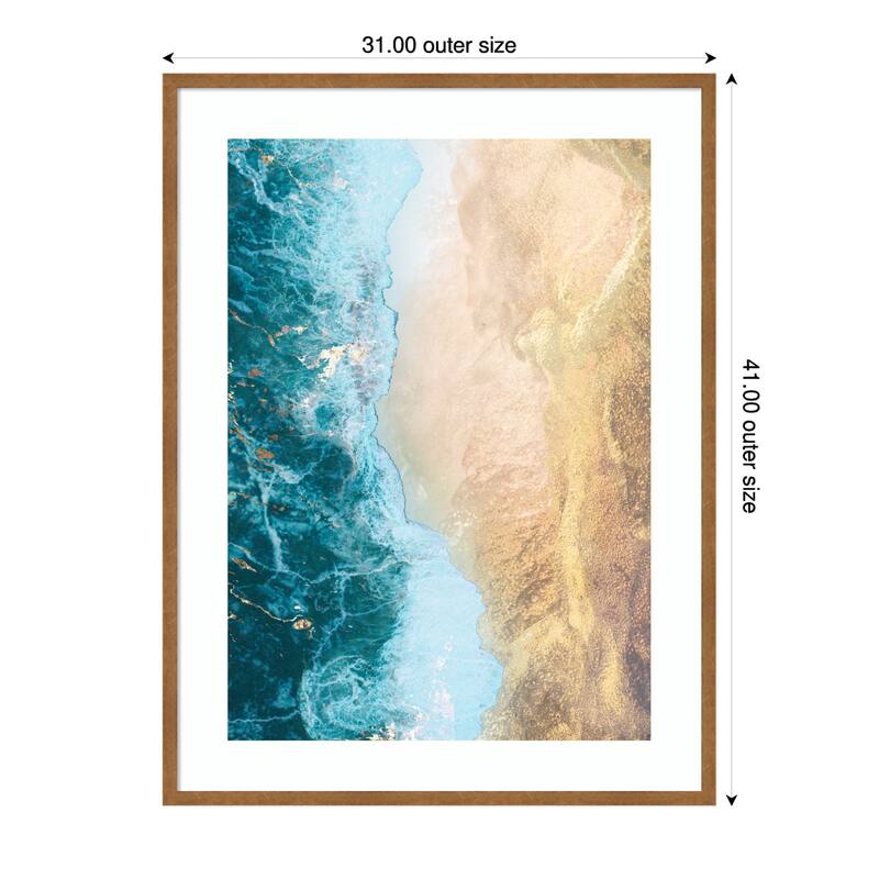 Gold beach by Sarah Manovski Wood Framed Wall Art Print - 31 x 41 in