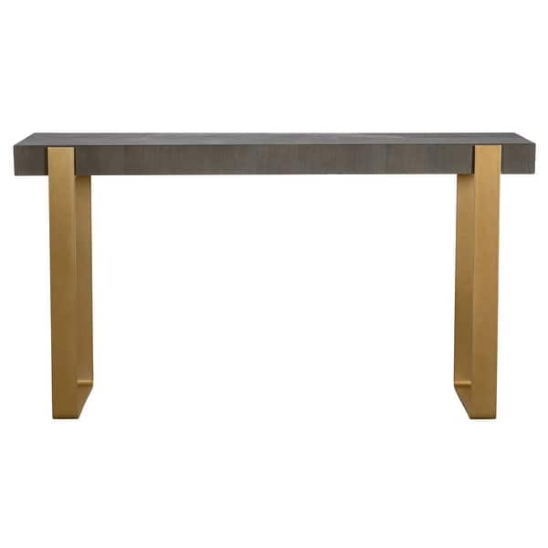 slide 2 of 5, Uttermost Kea Contemporary Console Table - 60"W x 33"H x 15"D Grey/Brass - 60"W x 33"H x 15"D