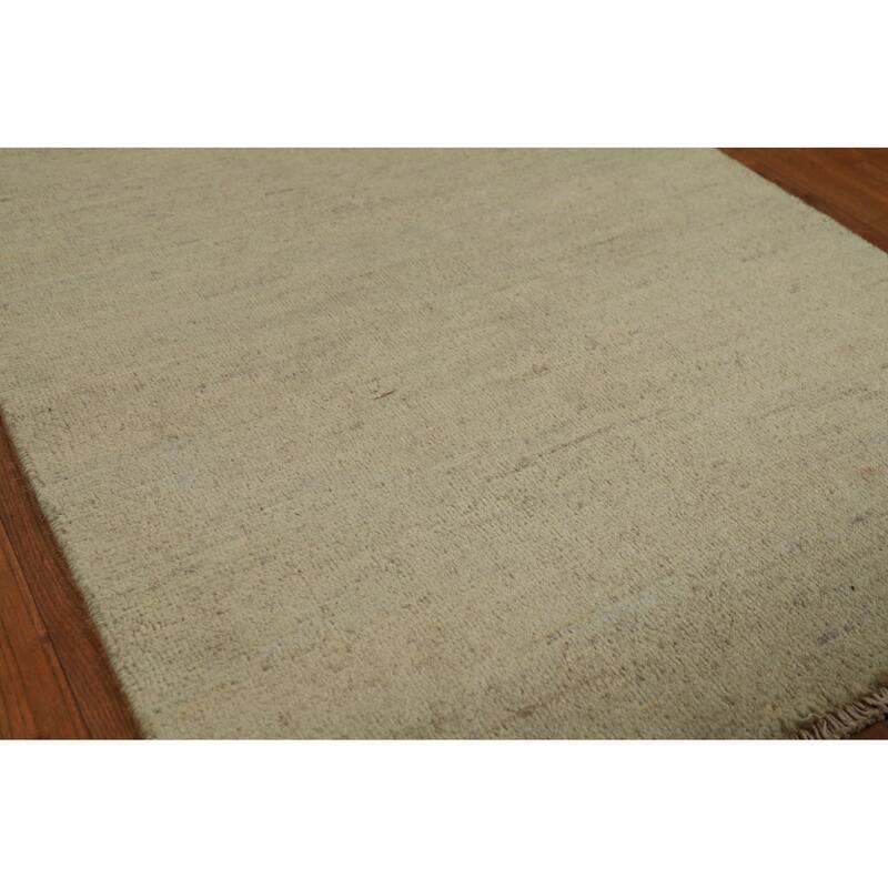 Hand Knotted Oriental 100% Wool Carpet Modern Modern Green Gabbeh Runner Rug - 9' 4'' X 2' 7''