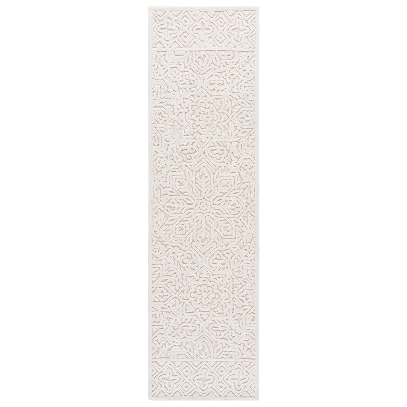 SAFAVIEH Handmade Textural Stefania Wool Rug - 2'3" x 8' Runner - Ivory