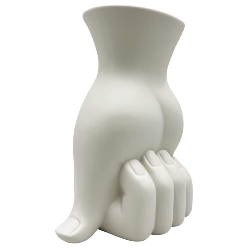 9 Inch Tall White Hand Ceramic Vase