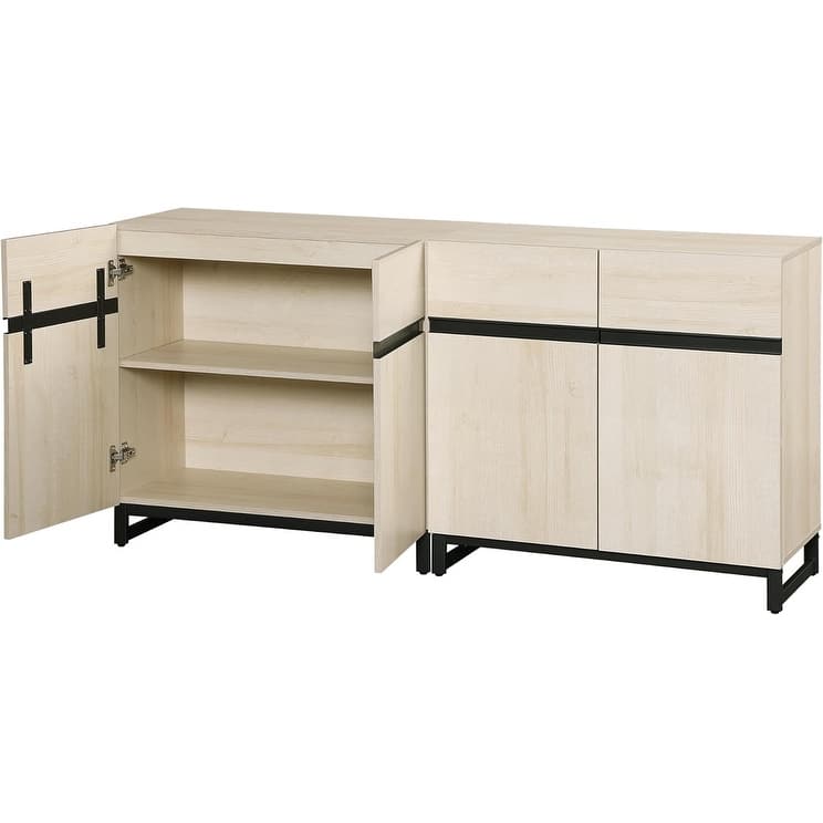 WAMPAT Storage Cabinet, Modern Sideboard with Adjustable Shelf and Metal Base