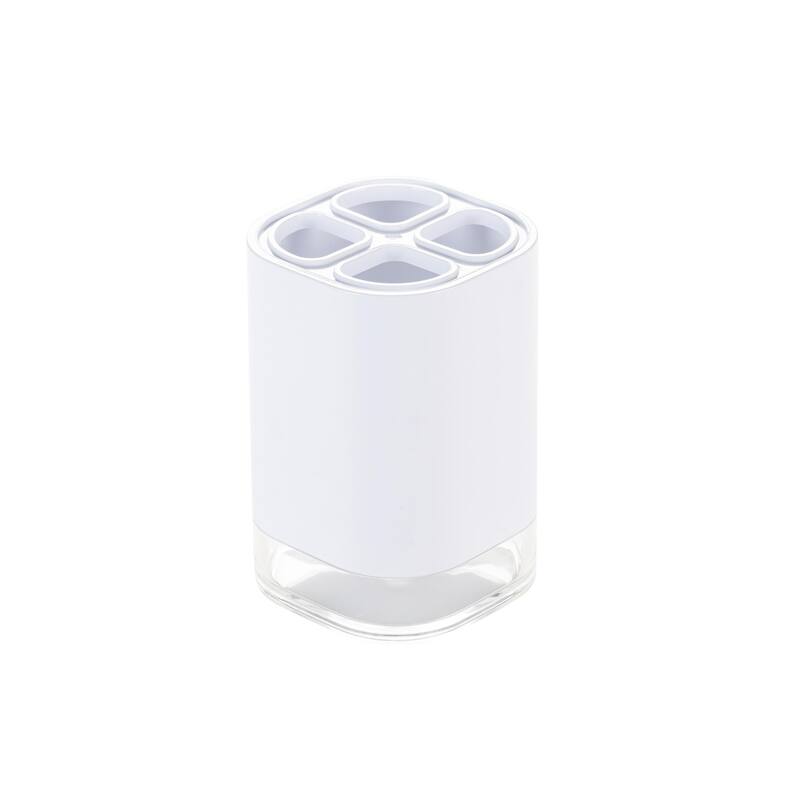 Bath Bliss 6 Piece Acrylic Bathroom Set in White - 7.6" x 7.6"x 9.88"