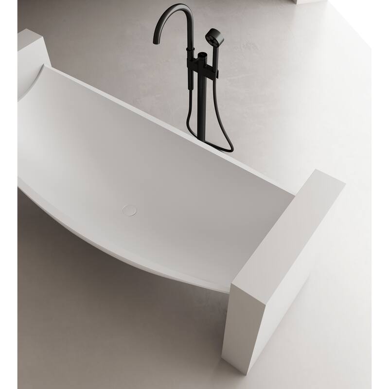 ALFI brand HammockTub2-WM White Matte 71" Solid Surface Resin Suspended Wall Mounted Hammock Bathtub