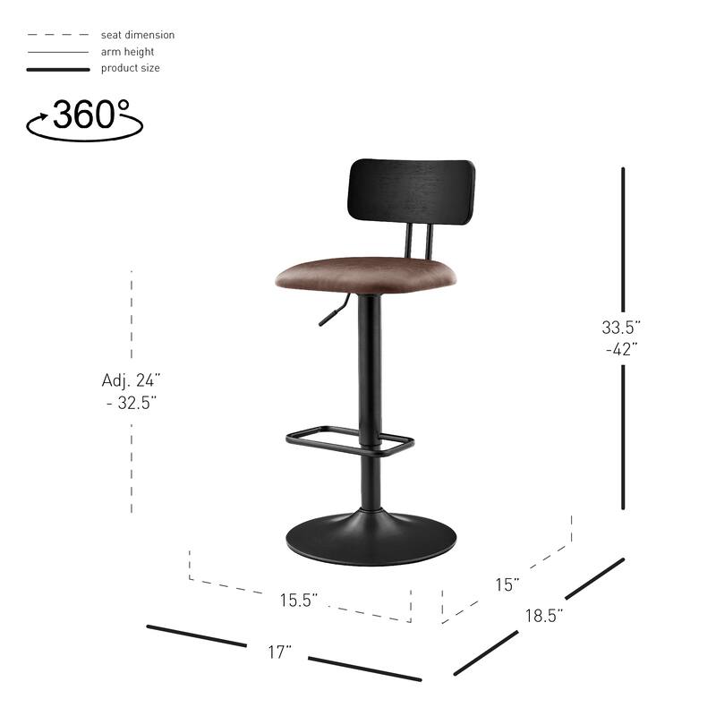 NPD Furniture Judith PU Gaslift Bar Stool (Set of 2)