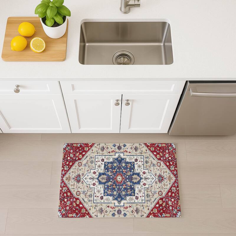 Machine Washable Indoor/ Outdoor Traditional Kolkata Chantille Rug