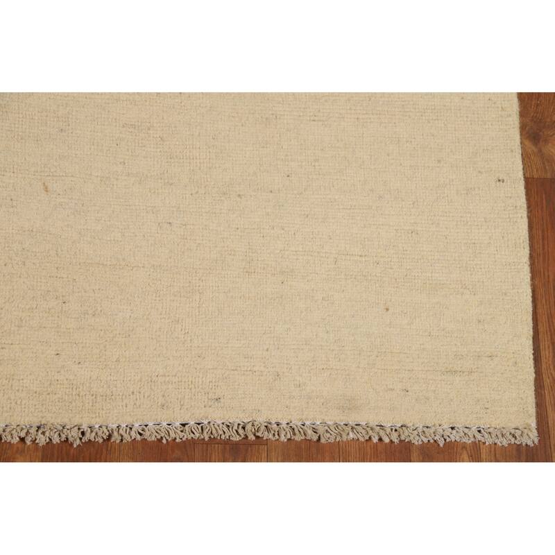 Modern Gabbeh Oriental Rug Beige Handmade Wool Carpet - 4'9"x 6'5"
