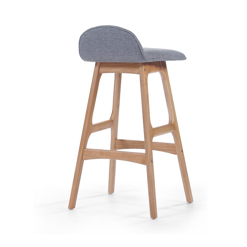 Roomfitters Mid-Century Modern Upholstered Low Back Barstools, 28.5-Inch Counter Height, Set of 2