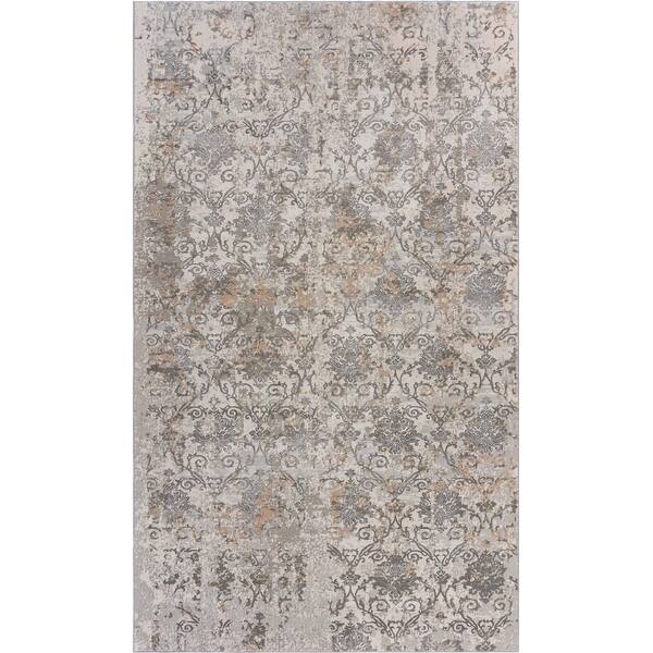 Distressed Cream Rust Rug 2' X 3' Cream Abstract Distressed Area Rug - 3'6