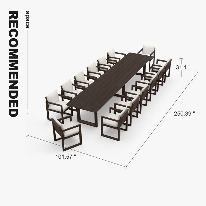 PURPLE LEAF Caesar Outdoor Dining Set Aluminum Luxury Patio Furniture with Olifen Removable Thick Cushion and Pillow-Bronze