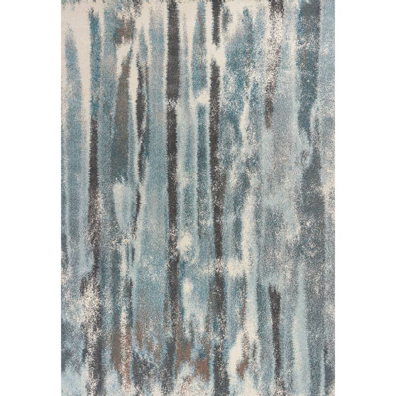 Domani Oceans Abstract Teal Striped Rug - 9'10" x 13'2" - Teal