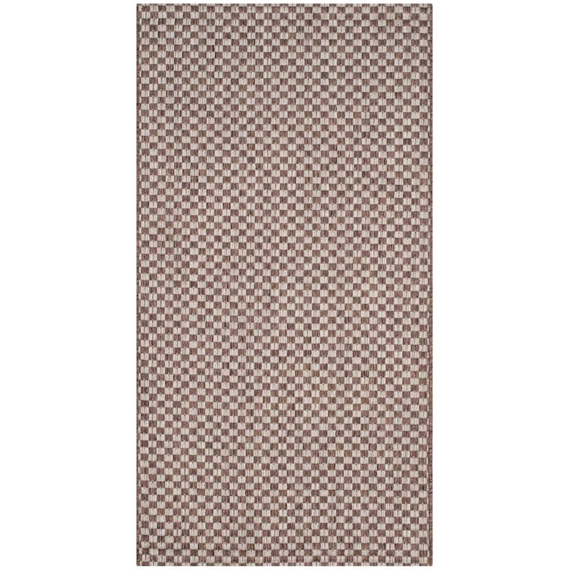 SAFAVIEH Courtyard Judi Indoor/ Outdoor Patio Backyard Rug - 2'7" x 5' - Light Brown/Light Grey