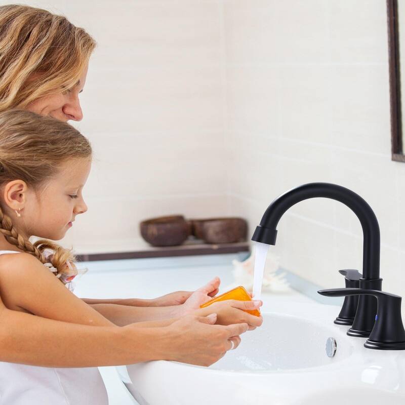 WOWOW 8 in. Widespread Double Handle Bathroom Faucet with Pop Up Drain