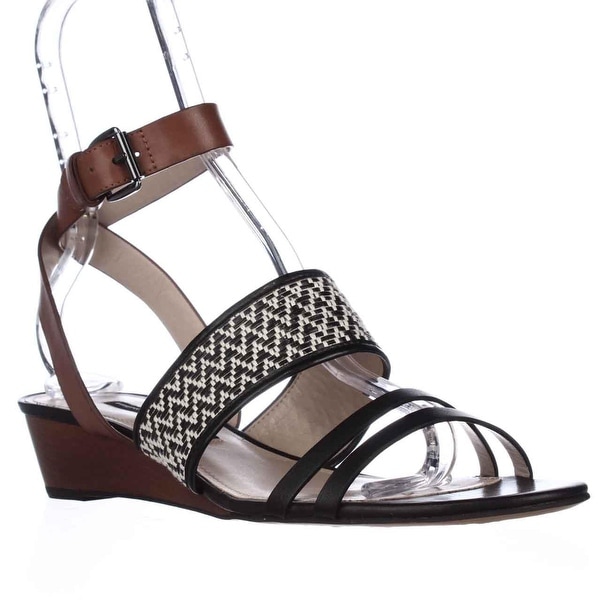 French Connection Wiley Ankle-Strap Sandals, Black/White/Tan - 10 US