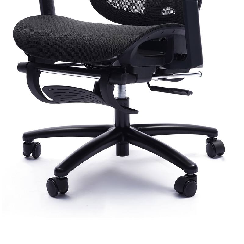 26 Inch Office Chair, Reclining, Footrest, Caster Wheels, Black Mesh