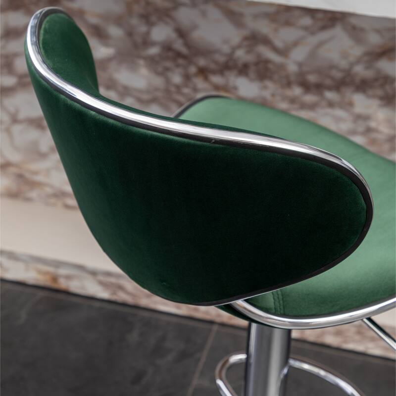 Roundhill Furniture Masaccio Velvet Upholstered Adjustable Swivel Barstool, Set of 2