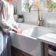 preview thumbnail 10 of 14, Turner Crisp White Fireclay 33" Double Bowl Farmhouse Apron Front Undermount Kitchen Sink and Drains
