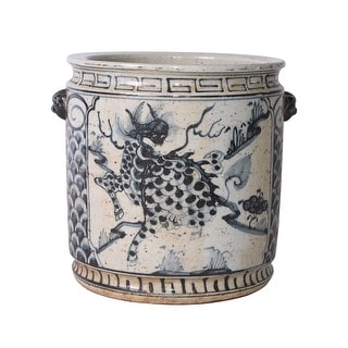 Blue And White Kylin Orchid Pot - 9x9x9.5
