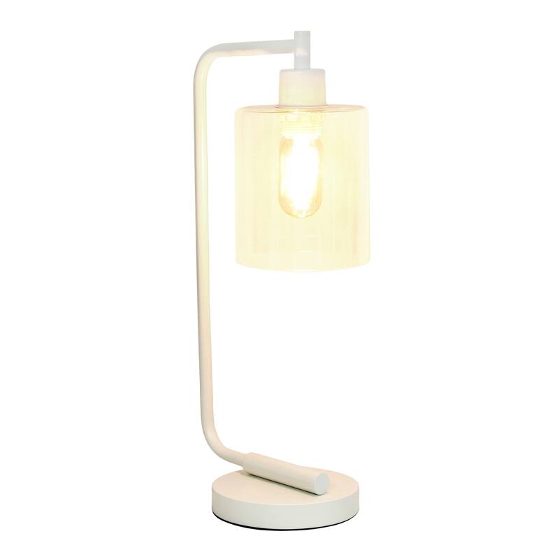 18.8 in. White Finish Table Lamp with White Shade, Desk Lamp for Writing and Computer Desks