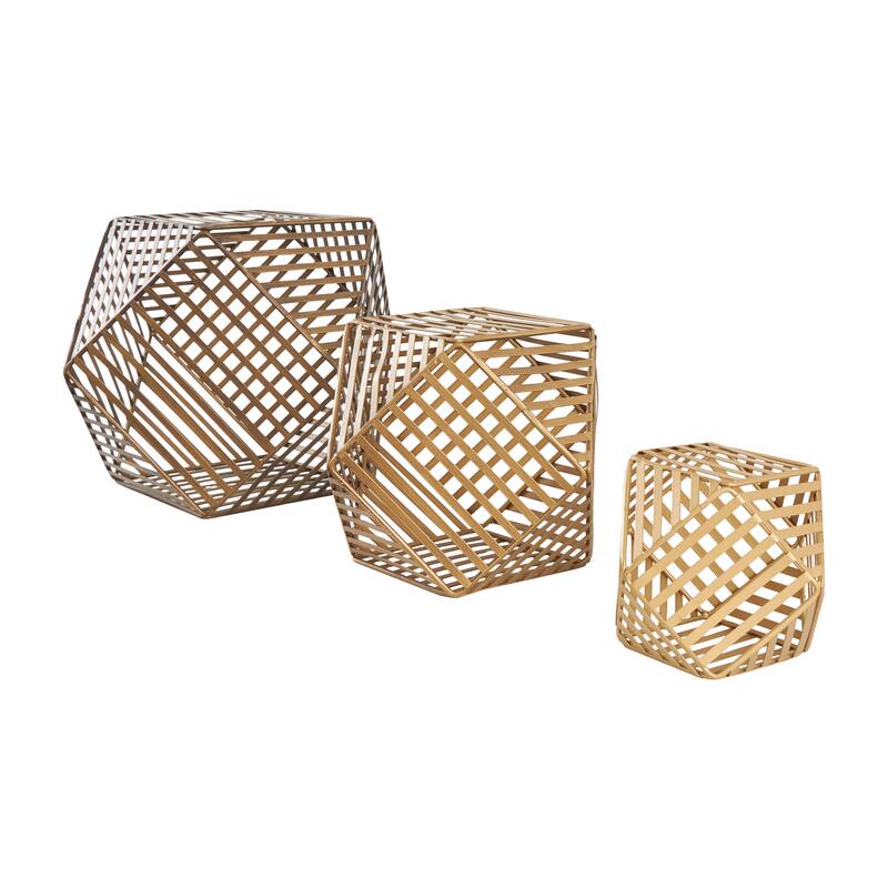 Gold Metal Geometric Decorative Sculpture (Set of 3)