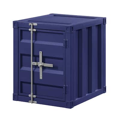 Metal End Table with one Cabinet, Blue