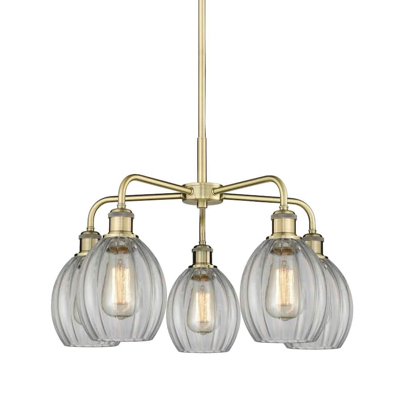 Innovations Lighting 516-5CR-16-24 Eaton Chandelier Eaton 5 Light 24" - Antique Brass / Clear