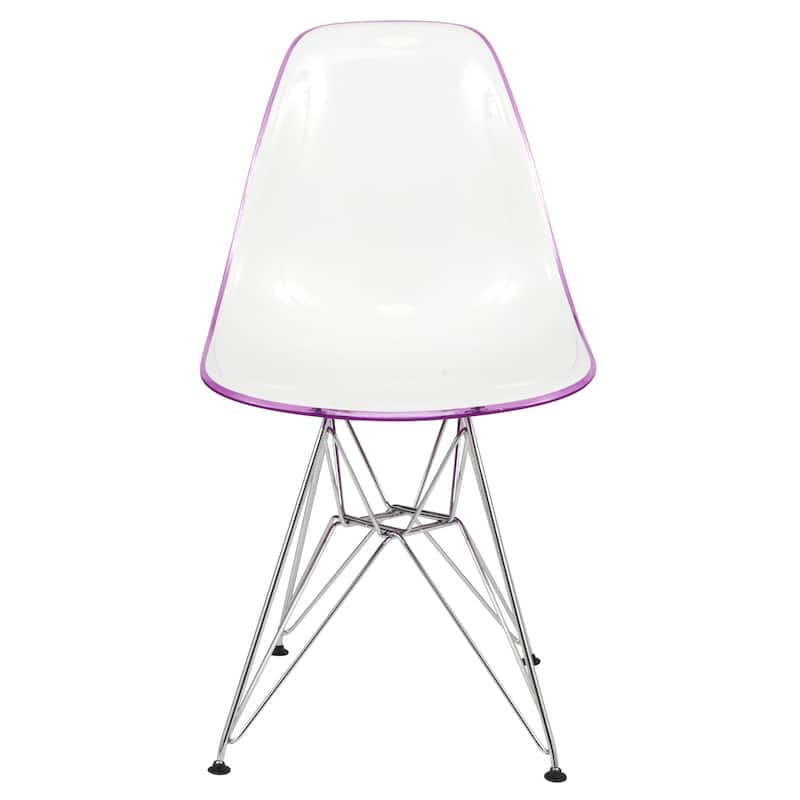 LeisureMod Cresco Molded 2-Tone Eiffel Side Chair - White Blue - 17"L x 18.4"W x 32"H