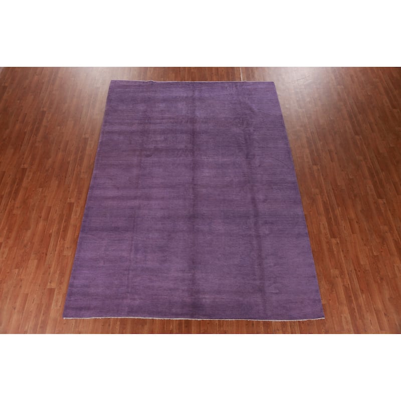 Hand Knotted Oriental 100% Wool Carpet Modern Solid Purples Gabbeh Area Rug - 11' 2'' X 8' 1''