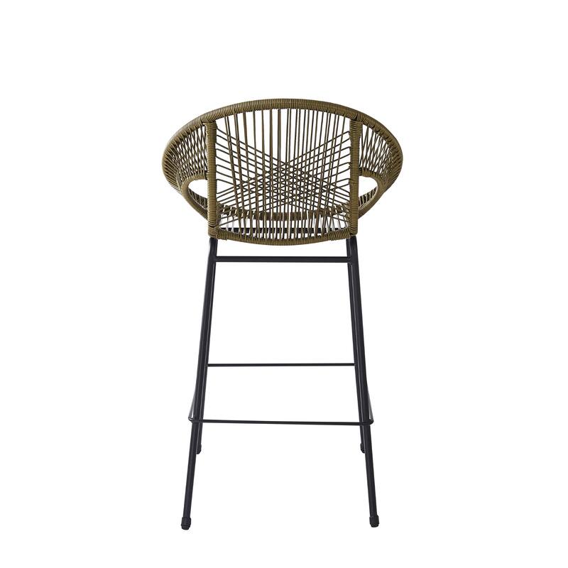 Ferrara Outdoor Patio Teal Faux Wicker Barstool (Excluding the table)