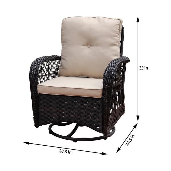 dimension image slide 1 of 4, Scammon Bay 3-piece Wicker Swivel Conversation Set by Havenside Home