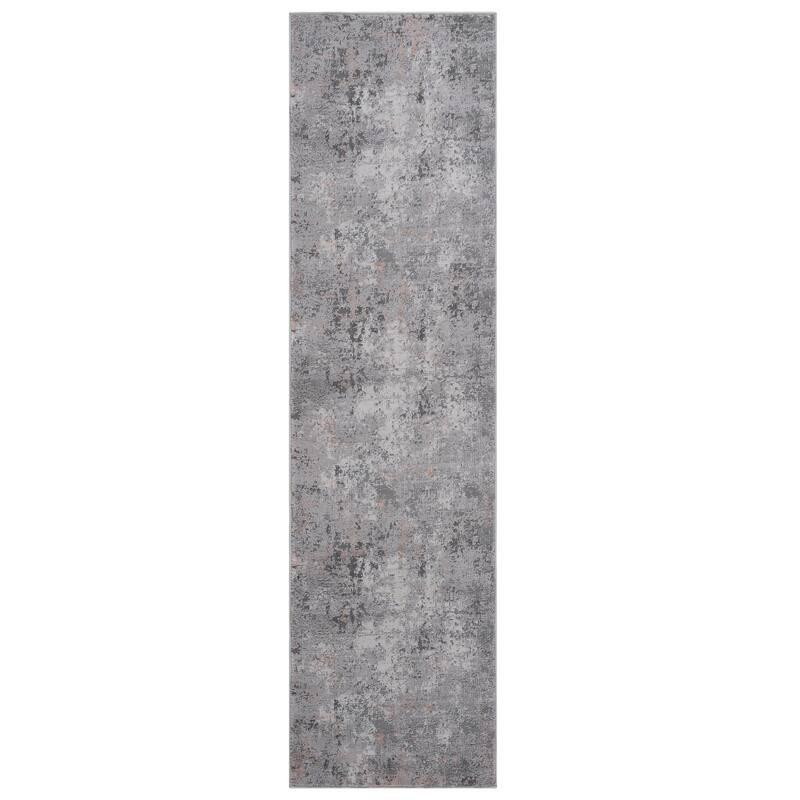 LOOM & LUXE Collection Grey/Multi/Abstract Non-Shedding Area Rug - 96" D x 26" W x 0.35" H