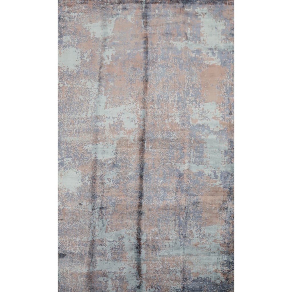 Hand Knotted Oriental Viscose Silk Carpet Modern Abstract Multi-Colored Abstract Area Rug - 10' 0'' X 6' 6''