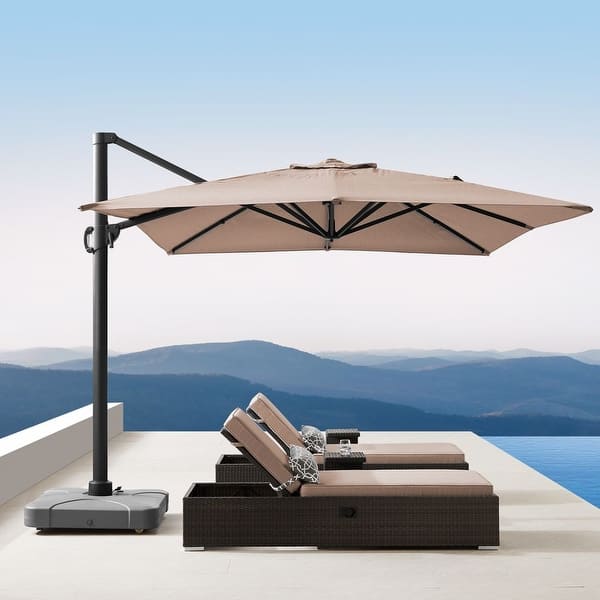 Shop Black Friday Deals On Wevok Sunbrella Aluminum Canopy Umbrella With Base By Havenside Home On Sale Overstock 16691427