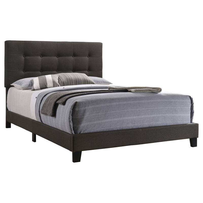 Mapes Transitional Fabric Upholstered Tufted Panel Bed