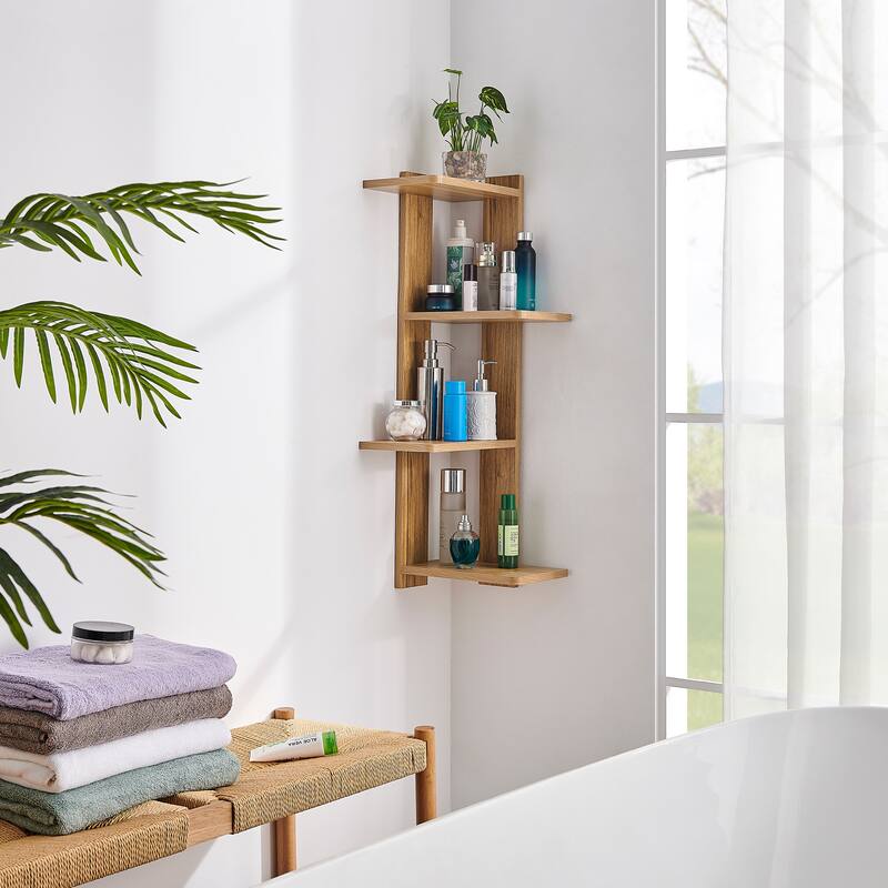 Danya B. Alvar Corner 4-Tier Floating Ledge Column Wall Shelf