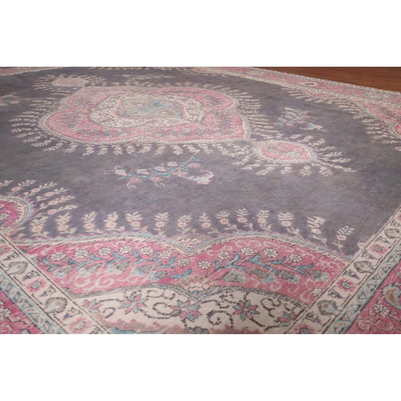 Tabriz Persian Vintage Rug Hand-Knotted Wool Carpet - 9'9"x 11'8"